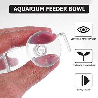 balacoo Aquarium Feeding Plate with Suction Cup 2.55 Inch Square Transparent Fish Tank Feeder Bowl Adjustable Height Shrimp Feeder for Freshwater Fish Easy to Clean 4 Pack