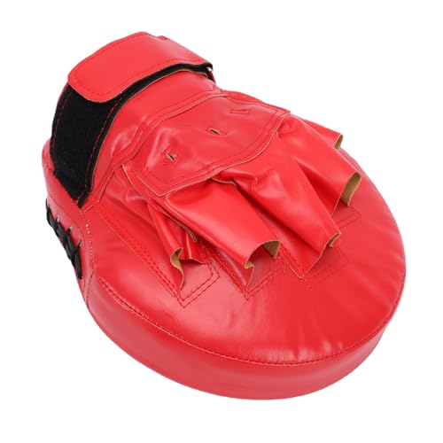 RiToEasysports Boxing Punching Mitt, PU Leather Curved Boxing Pad with Adjustable Strap, Training Hand Pad for Taekwondo Muay Thai, Adults Kids All Skill Levels - color: Red