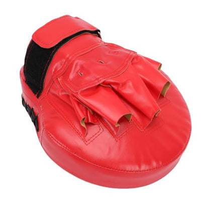 RiToEasysports Boxing Punching Mitt, PU Leather Curved Boxing Pad with Adjustable Strap, Training Hand Pad for Taekwondo Muay Thai, Adults Kids All Skill Levels - color: Red