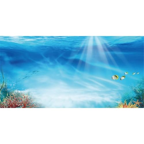 AWERT Undersea Theme Aquarium Background Colorful Coral Tropical Fish Sunshine Underwater World Fish Tank Background 36x24 inches Vinyl