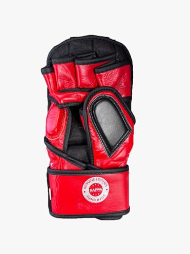 Cowhide Leather MMA Shooter Boxing Gloves, Leather, Black and Red, for Training and Sparring Gloves