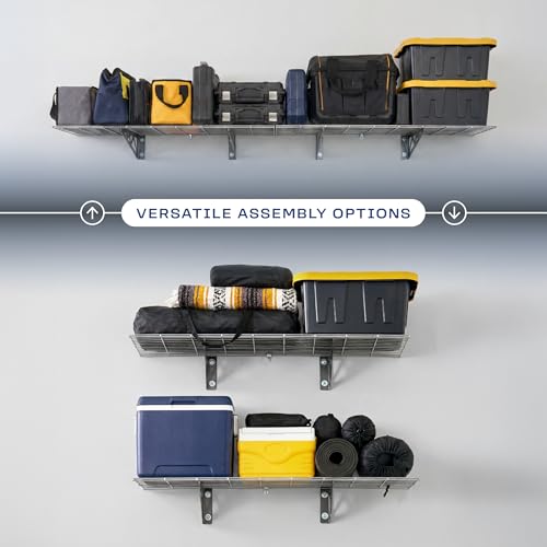 MonsterRax 12x36 Garage Wall Shelf 2-Pack, 300lb, Hammertone - color: Hammertone, size: 12"x36"