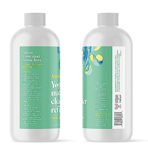 ASUTRA Yoga Mat Cleaner Spray Refill (Uplifting Eucalyptus), 16 fl oz | No Slippery Residue, Organic Essential Oils Deep-Cleansing for Fitness Gear & Gym Equipment