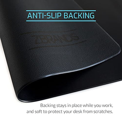 Leather Desk Mat for Keyboard and Mouse 24" x 17", Midnight Black Desk Pad, Extended Non-Slip Rectangular Keyboard Pad, Laptop and Desktop Computer Keyboard and Mouse Pad, Desk Blotter Mat