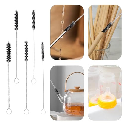 Antrader 15Pcs 4 Inch Nylon Tube Brushes Set Straw Straw Brush Kit Carb Carburetor Cleaner Small Wire Brush Cleaning Brushes Clean Tools Black