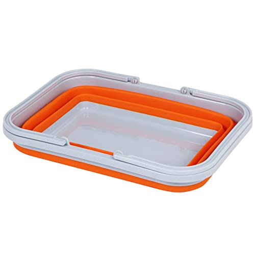 Collapsible Sink with Handle Towel, 2.37 Gal / 9L Foldable Wash Basin for Washing Dishes, Camping, Hiking and Home - color: 2pcs-orange&yellow