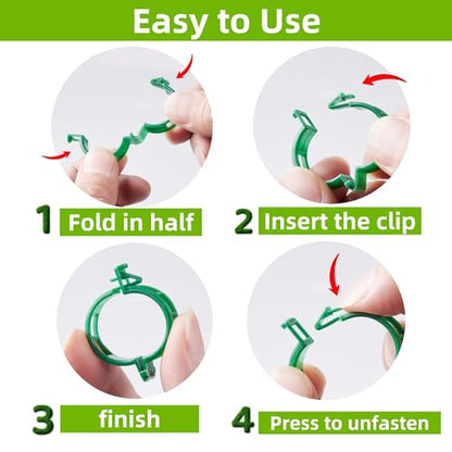 CIQIYO® 200 Pcs Plant Support Clips,Plastic Clips for Securing Plants,Tomato Vine Clips,Plant Fixing Clips,Garden Clips for Climbing Plants,Grape and Vine Vegetables (200, Green)
