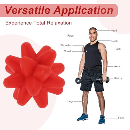 VOCOSTE Silicone Massage Ball, Fascia Massage Ball Tool for Trigger Point Pain Release, Foot Acupoint Trigger, Myofascial Massager for Exercise, Red