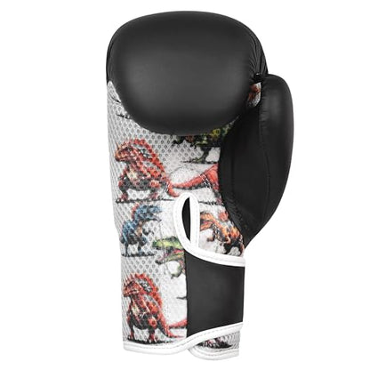 Kids Boxing Gloves 6oz | Boxing Gloves for Kickboxing Muay Thai MMA | Bag Gloves for Punching Bag - color: Dinosaur Black
