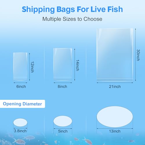 Aquarium Fish Bags, Clear Transportation Bag, Waterproof & Leak-proof Poly Shipping Bags for Storing and Transporting Live Fish (8" x 14" 50pcs) - size: 8" x 14" 50pcs