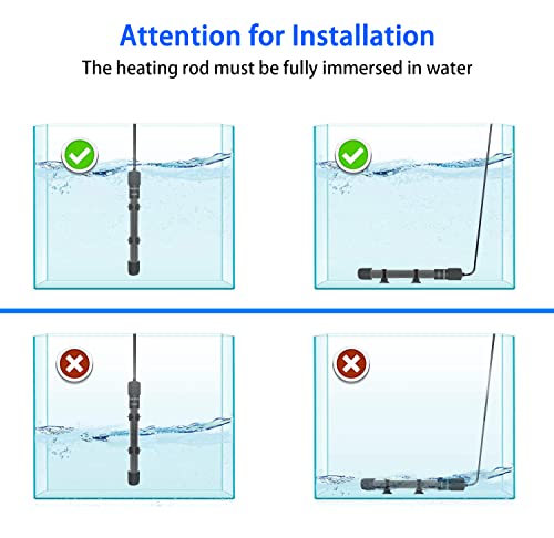 Adjustable Mini Aquarium Heater 20-40 Gallons Submersible Small Fish Tank Heater 200W Digital Display Thermostat External Temperature Controller (200W) - size: 200W