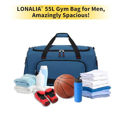 55L Large Duffle Bag for Men, 22 inch, Blue - color: Royal Blue