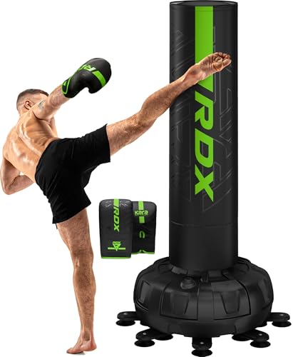 RDX XXL 330LBS Freestanding Punching Bag with Cover & Gloves – 72” Adult Heavy Pedestal Punch Bag Set - 17 Suction Cup 8 Extended Legs Stand Base - Kick Boxing MMA Home Gym Fitness - color: Green
