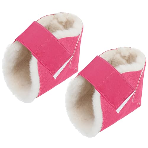 2 Pcs Sheepskin Heel Protectors for Pressure Sore Pad, Pink - color: Pink