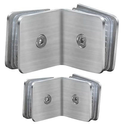 2PCS Railing Glass to Glass Clamp 304 Stainless Steel Half Circle Right Angle Bracket for Clip Shower Room Partition Corner Code Connection Door Fixing Clip (90 Degree)