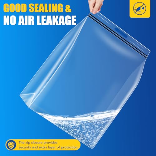 6Pack Extra Large Plastic Storage Bags 10 Gallons 24"x20"x7" Zero BPA Double Zipper Seal 4 Mils Thick Double Layer Carry Handle Resealable Moving Seasonal Travel Clothes - size: 6Pack (10Gallons)