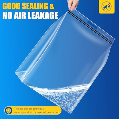 6Pack Extra Large Plastic Storage Bags 10 Gallons 24"x20"x7" Zero BPA Double Zipper Seal 4 Mils Thick Double Layer Carry Handle Resealable Moving Seasonal Travel Clothes - size: 6Pack (10Gallons)