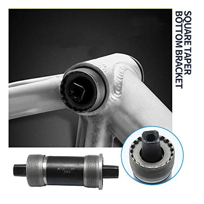 Hoypeyfiy BB-UN26 Square Taper Bottom Bracket 68 * 123/127 / 110mm (Black 1Pcs) (68x110mm) - size: 68*110mm