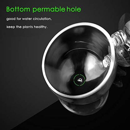 4X Crystal Glass Aquarium Plant Pot, Aquarium Aquatic Planter, Red Shrimp Live Plants Fish Tank Glass Holder with 4X Suction Cups for Aquarium Fish Tank Decorations … (4 Pack)… - size: 4 pack