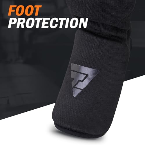 Elastic Cloth Shin Guards for MMA, Muay Thai and Kickboxing - color: Black/Black, size: Large