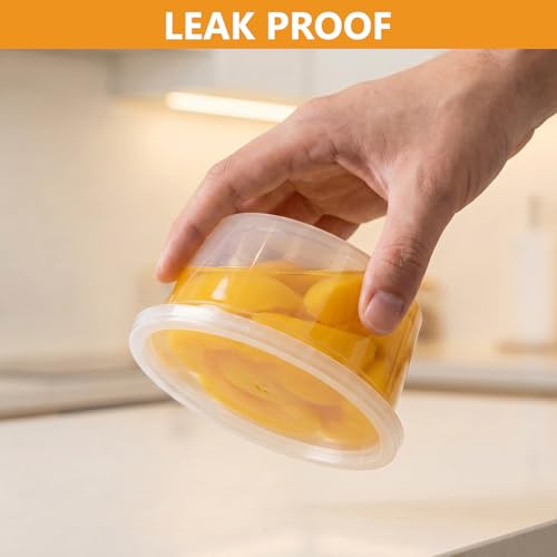 72 Sets (144-Piece) Deli Containers with Lids,8oz X 72 Set Each, Leak-Proof & BPA Free Airtight Takeout Plastic Food Storage Containers for Soup, Meal Prep, Microwave/Freezer Safe - size: 8oz X 72 Set
