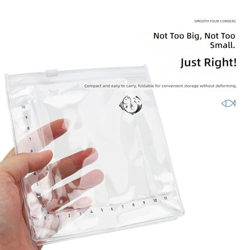 Clear Fishing Bag with Measurement Scale Light Weight PVC Materials for Safe Fish Transport and Observation Foldable Fishing Tool Bag - color: 1 Pack