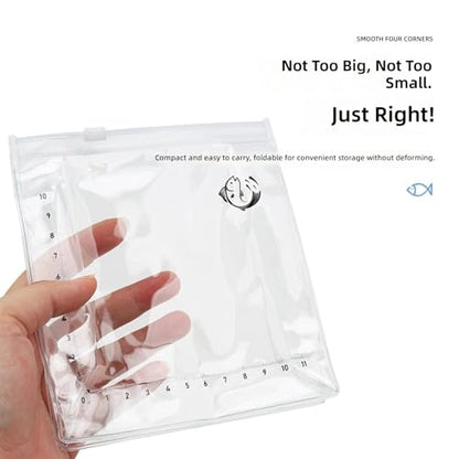Clear Fishing Bag with Measurement Scale Light Weight PVC Materials for Safe Fish Transport and Observation Foldable Fishing Tool Bag - color: 2 Pack