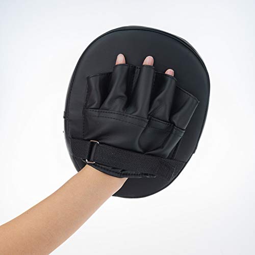 Boxing Punching Mitt,YIWENG Boxing Punching Mitt PU Leather Thick Foam Curved Focus Target Pad Kickboxing Muay Thai Karate Training Hand Pads, Black
