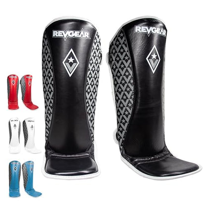 Revgear Superlite Light Weight Leather Shin Guards | for Martial Arts/MMA - color: Black, size: Small