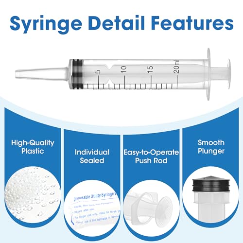 20mL Plastic Syringe for Liquid - 3 Pack Large Syringes with Adapter for Scientific Labs, Feeding, Oil Filling, Individually Wrapped - style: 20mL