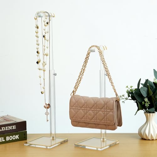 4 Pack Clear Acrylic Purse Display Stands, 14" - 24" Adjustable Height Handbag Holder, Bags Rack Stand, Tabletop Hanging Organizer for Counter Retail Store Boutique Closet Photography - size: 4-Pack, L (14"-24")