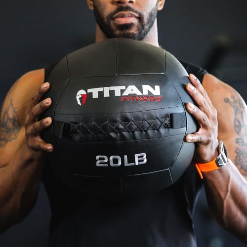 Titan Fitness Soft Shell Medicine Wall Ball, Cross-Texture Grip - size: 25 lb