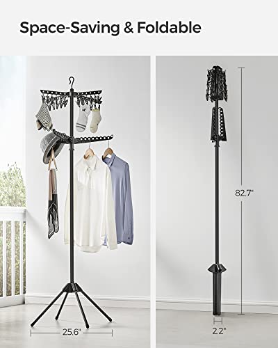 SONGMICS Clothes Drying Rack, 72.8-Inch Drying Rack, 3 Rotatable Arms - color: Black, style: 2-Tier-Clip