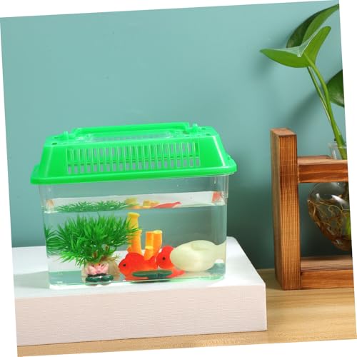 Portable Mini Plastic Fish Tank Aquarium with Handle Clear Transparent Design Easy to Clean for Temporary Use and Travel with Lid