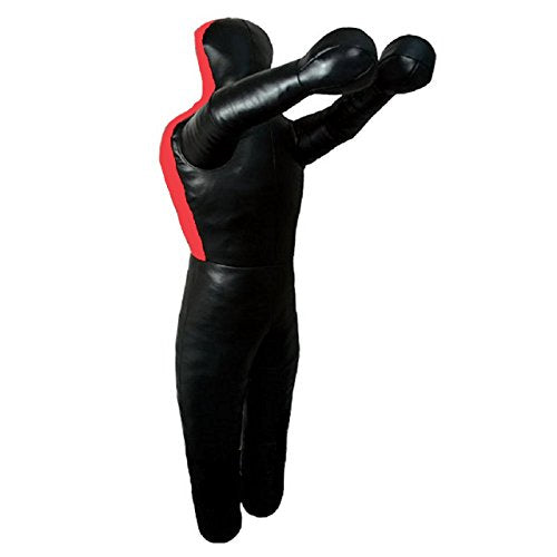 LEATHERAY MMA Jiu Jitsu Grappling Dummy Judo Punching Bag,Brazilian Jiu Jitsu Dummy,Wrestling Grappling BJJ Dummy Black Synthetic Leather-70 inches-Unfilled