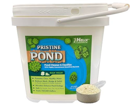 Pond Cleaner & Clarifier - Outdoor Pond Treatment to Remove Muck & Sludge with Natural Pond Bacteria for Clear Water in Outdoor Ponds, Safe for Live Koi Fish & Water Plants - 8lbs, Treats 760k Gallons