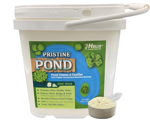 Pond Cleaner & Clarifier - Outdoor Pond Treatment to Remove Muck & Sludge with Natural Pond Bacteria for Clear Water in Outdoor Ponds, Safe for Live Koi Fish & Water Plants - 8lbs, Treats 760k Gallons