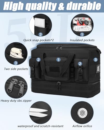 Tactical Duffle Bag - Gym Bag for Men with Shoe Compartment & Toiletry Bag | Carry on Luggage Mens Overnight Bag for Gym, Travel, Black - color: Black