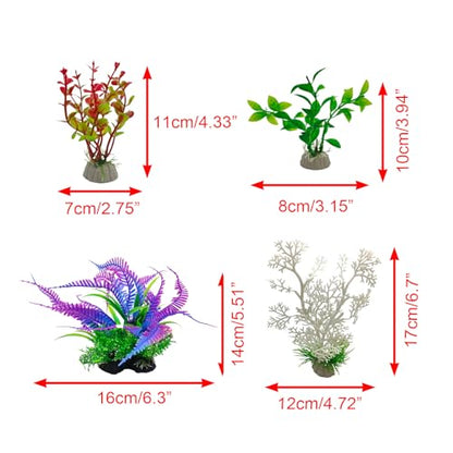 Resin Quicksand Volcanic Decor & Artificial Plants Tall Aquarium Decor for Fish Tank Accessories (No Water Pump)
