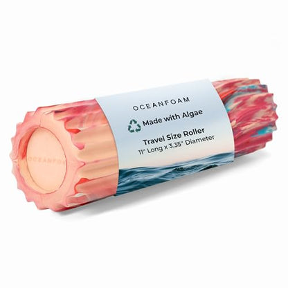 Oceanfoam Ripple Travel Foam Roller (11" x 3.35") Firm Mini Foam Roller for Physical Therapy, Deep Tissue Massage, Back Pain - High Density, Ergonomic Wave Textured - Yoga, Exercise (Cotton Candy) - color: Cotton Candy