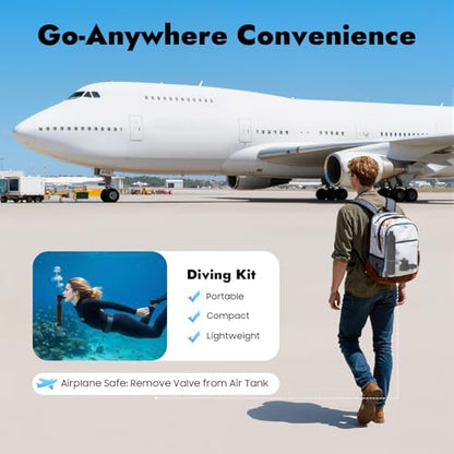 Mini Air Scuba Tank Diving Kit, Air Pump Set Oxygen Tank Pump Diving Equipment 0.53qt Manual Underwater Breathing Portable Scuba Diving Tank Kit for Underwater Exploration Ship Cleaning