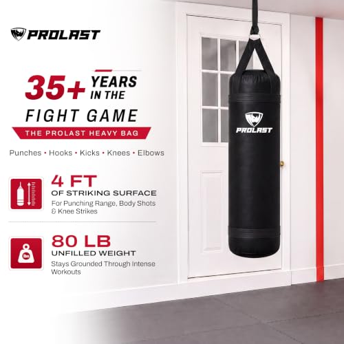 4 ft 80lb Heavy Boxing Punching Bag, Muay Thai, MMA, Strength Training Equipment, Hanging - color: Black, size: Unfilled with Bottom D-Ring