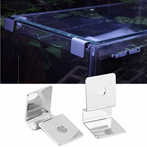 TOPINCN 4Pcs Aquarium Cover Bracket Stainless Steel Fish Glass Cover Clips Aquarium Cover Glass Clip Fish Lid Holder Support(5mm)