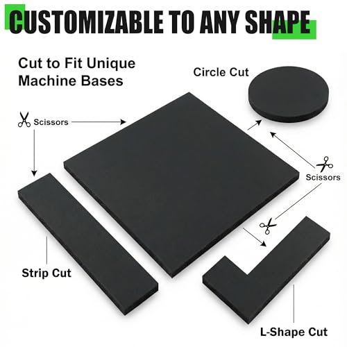 10-Pack Anti Vibration Pad, 6 x 6 x 1/8 inches, 2.7 pounds, Heavy Duty Rubber Anti-Vibration Isolation Pad for Air Compressor, HVAC, Air Conditioner Unit, Treadmill, Dryer and Washer