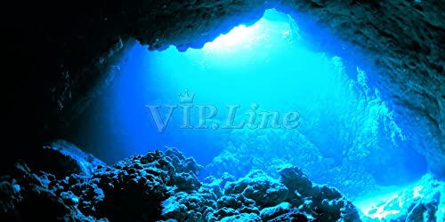 Aquarium Background Poster Under Water Cave Sunlight Fish Tank Backdrop Decorations PVC Fish Tank Background (24" x 20"/ 61 x 51cm) - size: 24" x 20"/ 61 x 51cm