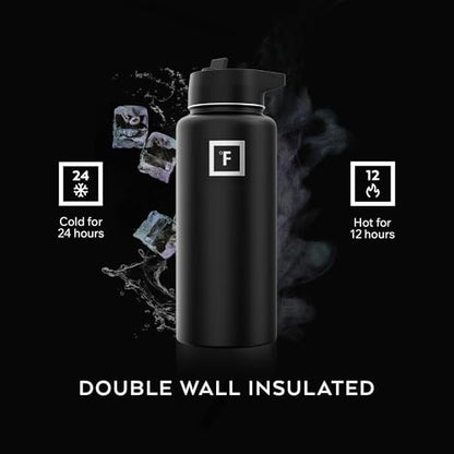 IRON °FLASK 32 oz Wide Mouth Water Bottle with 3 Lids - color: Cashmere Cream