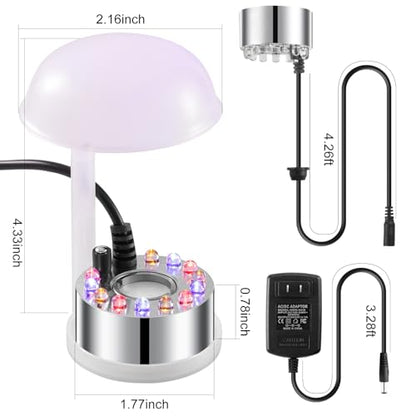 WINTS Mist Maker,12 LED Mister Fogger Water Fountain Pond Fog Machine Atomizer Air Humidifier, Fountain Mister Fogger with Splashing Guard Perfect for Fountain Pond Halloween (Sliver) - color: Sliver