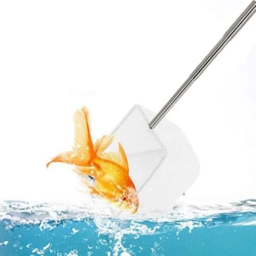 Telescopic Shrimp Net Extendable Telescopic Soft Aquarium Shrimp Net White Goldfish Net(L-Square)