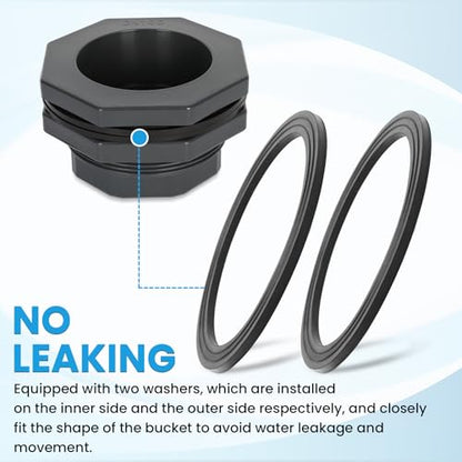 MARGAR 4“ Bulkhead Fitting for Tank, Industrial UPVC Water Tank Connector Adapter Fitting for Rain Barrels，Ponds，Pools，Aquariums