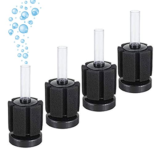 4 Pack Quiet Aquarium Sponge Filter for 10 Gallon Tank - Weighted Base Biological Filtration Sponge for Betta Shrimp Fry Breeding